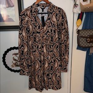 Banana Republic Elegant Paisley Long Sleeve Dress